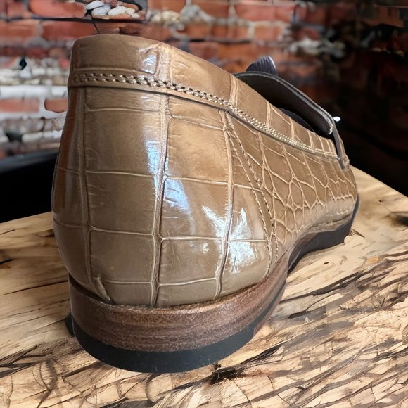 Hermes Shiny Taupe Niloticus Crocodile Signature H Paris Loafer EU size 37 Shoe - Picture 7 of 9